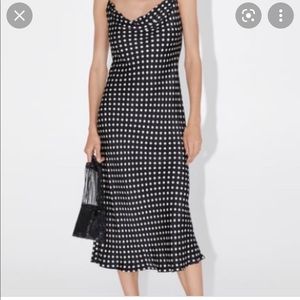 Zara black and white polkadot dress no sleeves size medium